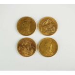 A collection of four sovereigns