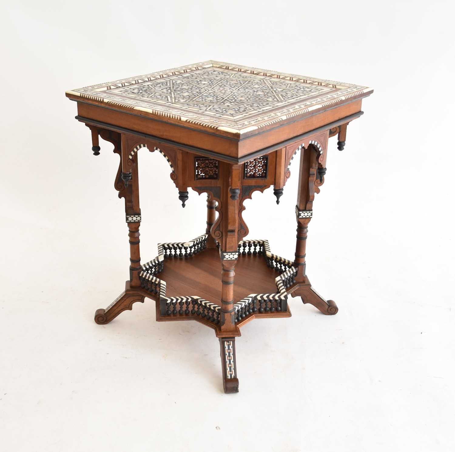 A good and rare 19th century Egyptian, architectural-form, inlaid centre table - Image 2 of 5