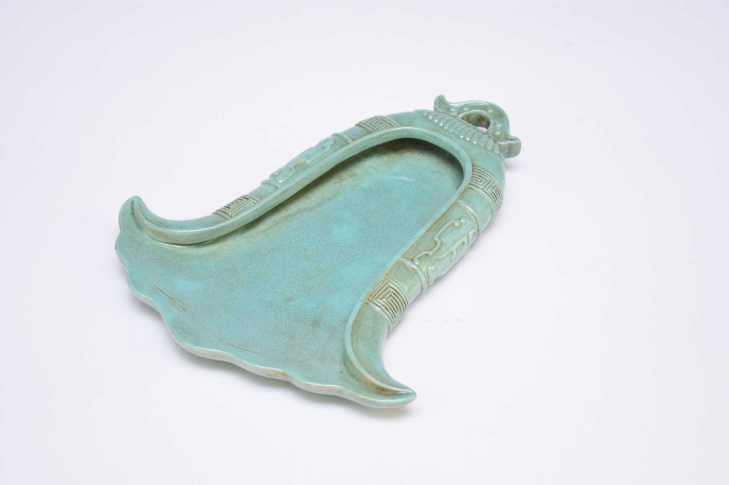 A Chinese turqoise glazed brush washer, Qianlong seal mark - Image 3 of 3