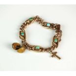 A turquoise set hollow curb link bracelet