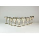 A set of twelve silver goblets