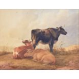 Thomas Sidney Cooper R.A. (1803-1902), Cows in a meadow watercolour,