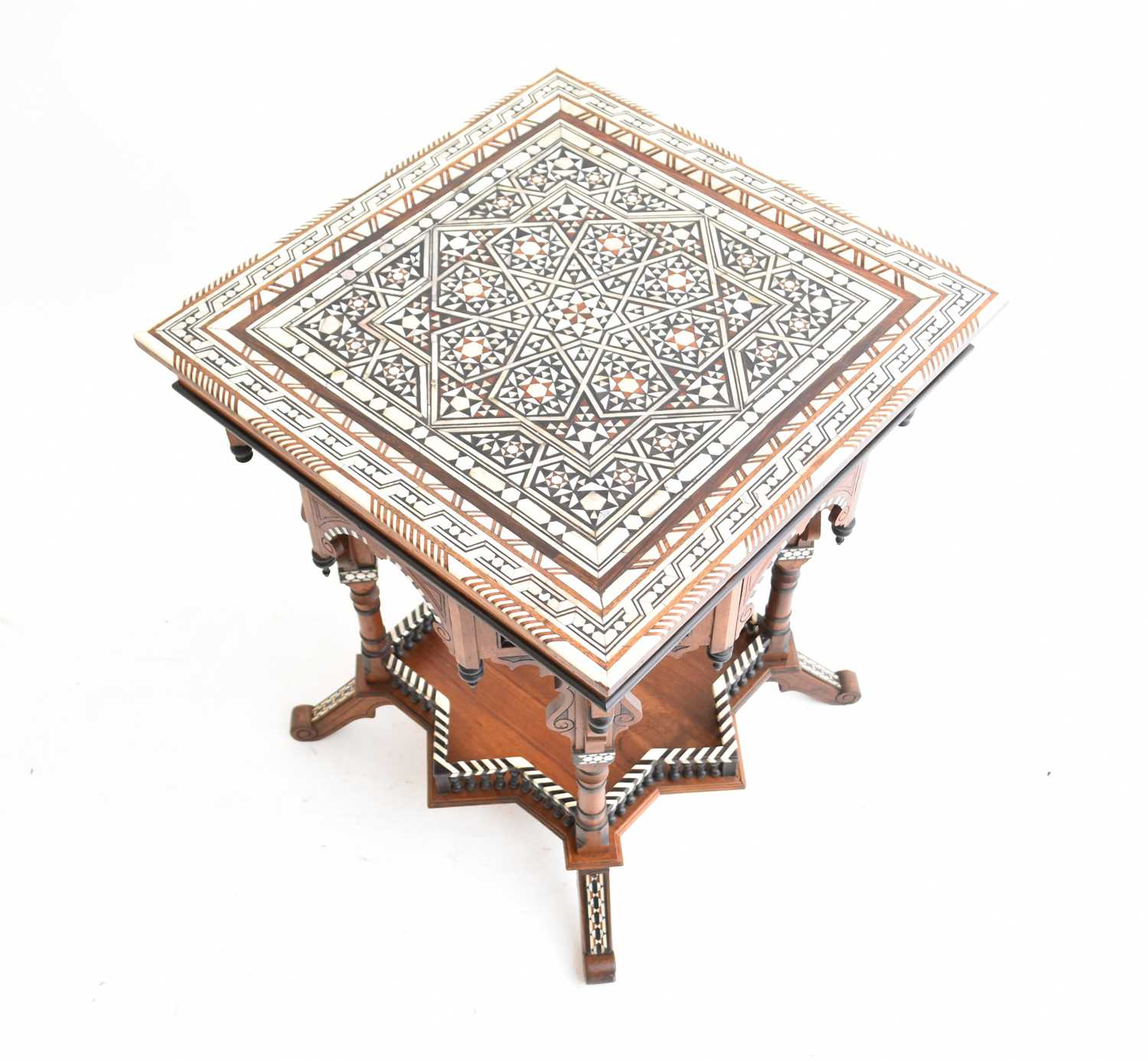 A good and rare 19th century Egyptian, architectural-form, inlaid centre table - Image 3 of 5