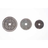 China, coins, Xianfeng (1851-1861) 50, 20 and 10 cash