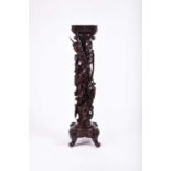 A large and impressive Japanese carved hardwood column, Meiji era