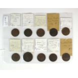 A collection ten United Kingdom 18th and 19th century copper trade tokens