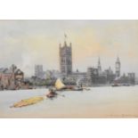 William Alistair MacDonald.(British 1861-1948) The Houses of Parliament from the Thames