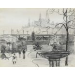 Lucien Pissarro (British, 1863-1944), Hungerford Bridge, London, charcoal