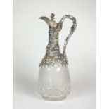 A Victorian silver mounted glass decanter