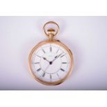 An 18ct gold open face chronograph pocket watch by Robert Curtis of Hull