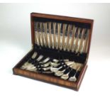 A cased canteen of silver cutlery