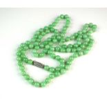 A jade bead necklace