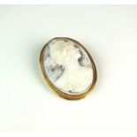 An oval shell cameo brooch