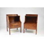 A near pair of George III mahogany step commodes