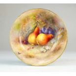 Royal Worcester fruit-decorated plate by Ricketts, dated 1923