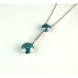 An Art Deco blue zircon pendant