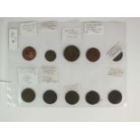 A collection ten United Kingdom 18th and 19th century copper penny and halfpenny trade tokens