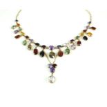 A late 19th/early 20th century multi-gem set fringe necklace