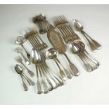 A collection of Fiddle and Thread pattern silver flatware