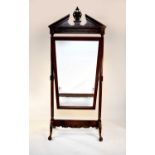 A large George III style mahogany cheval mirror