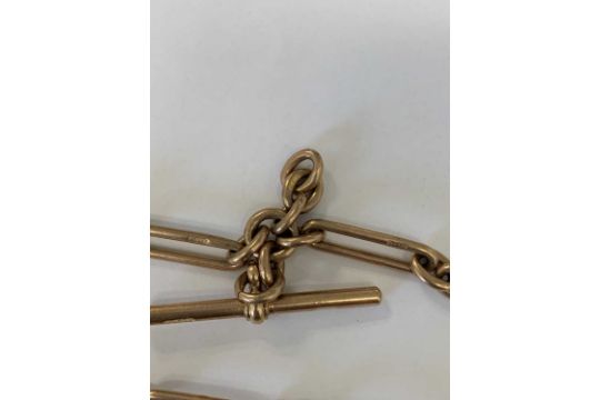 A 9ct rose gold elongated link Albert - Image 7 of 7