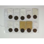 A collection pf ten United Kingdom 18th and 19th century copper halfpenny trade tokens