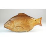 Brampton salt-glazed stoneware fish spirit flask, 19th century