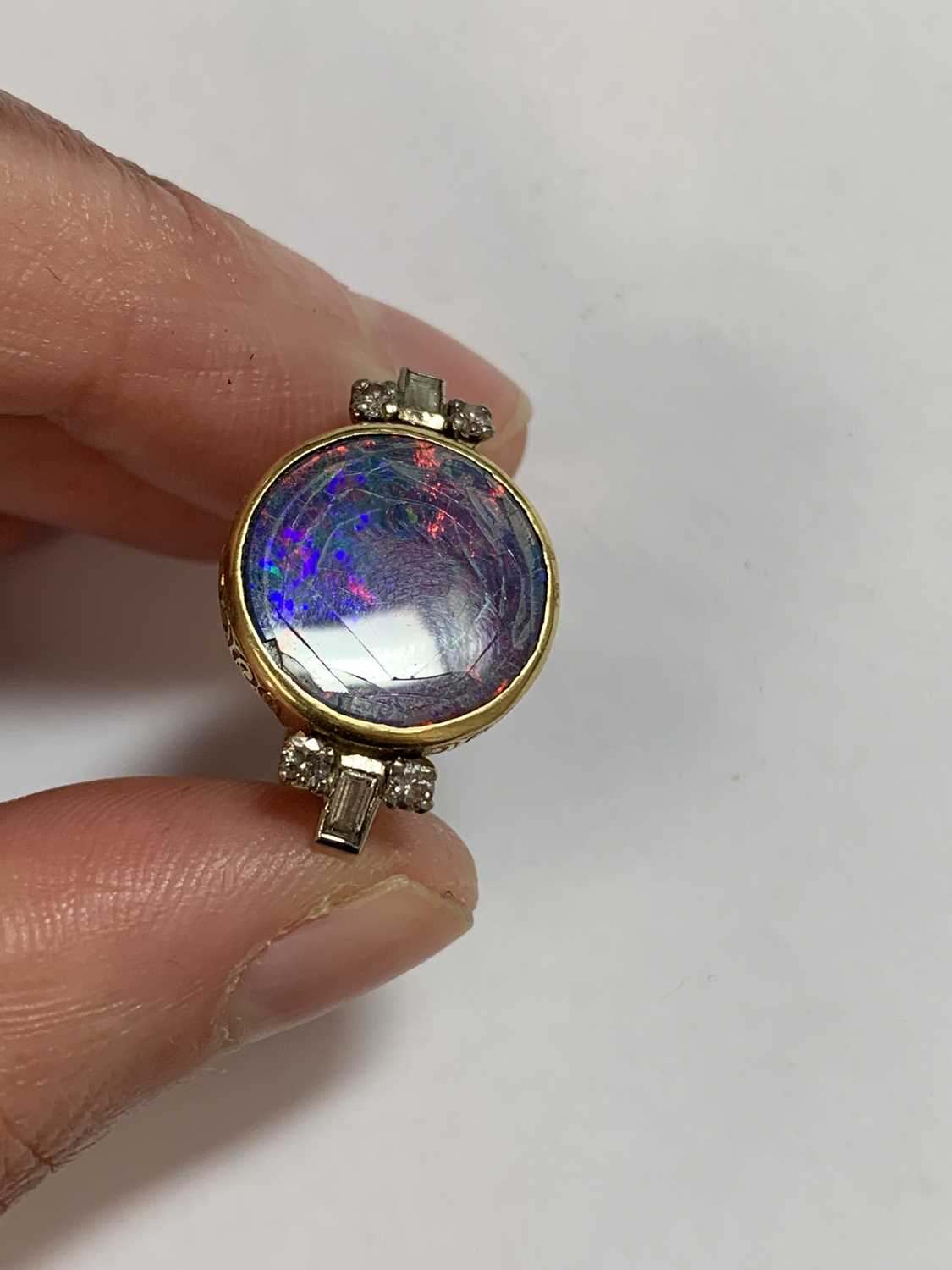 An opal doublet ring and diamond ring - Image 6 of 27