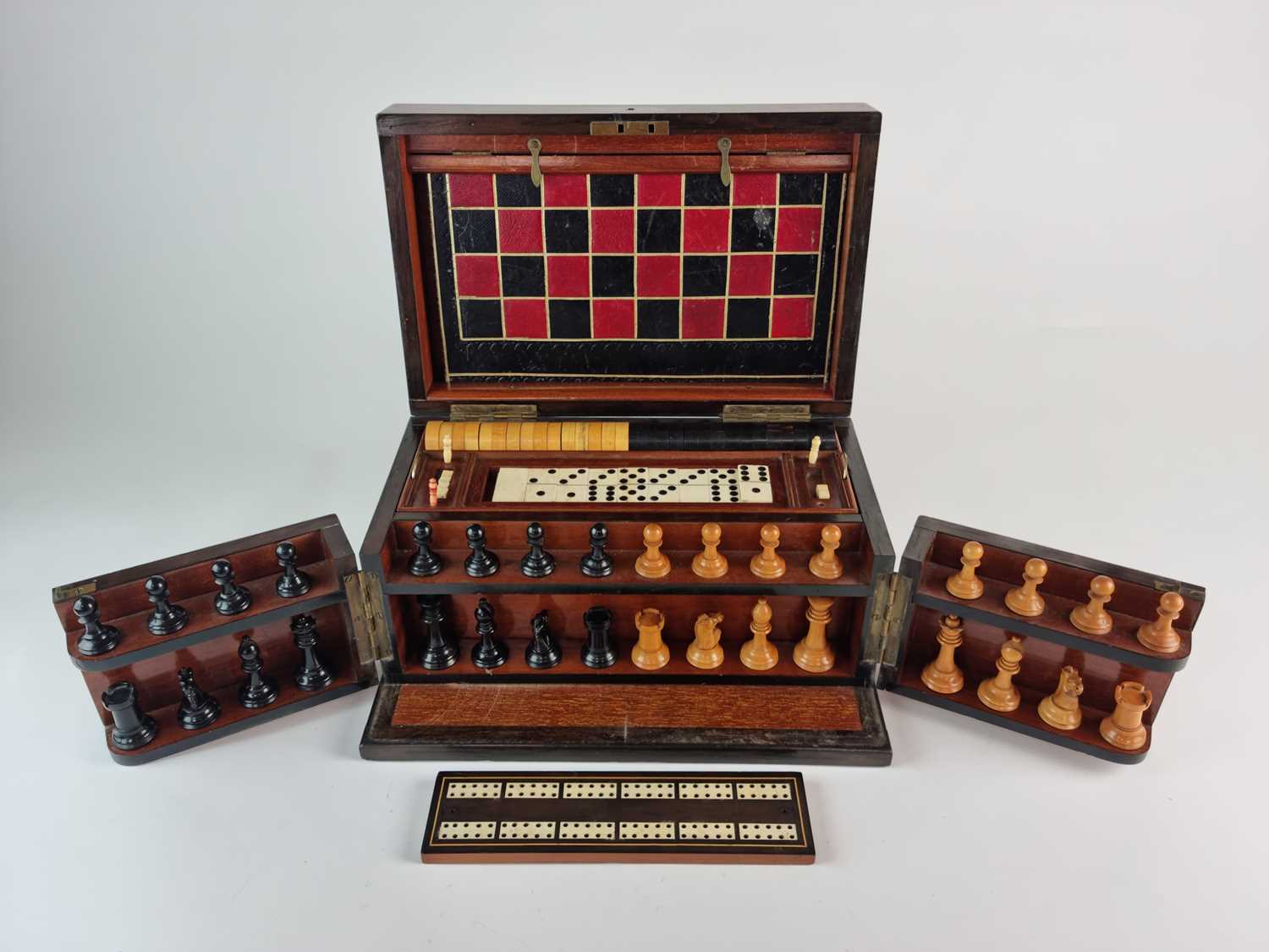 A Victorian walnut and rosewood games compendium - Image 2 of 3