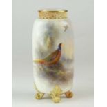 Royal Worcester vase painted with pheasant by James Stinton