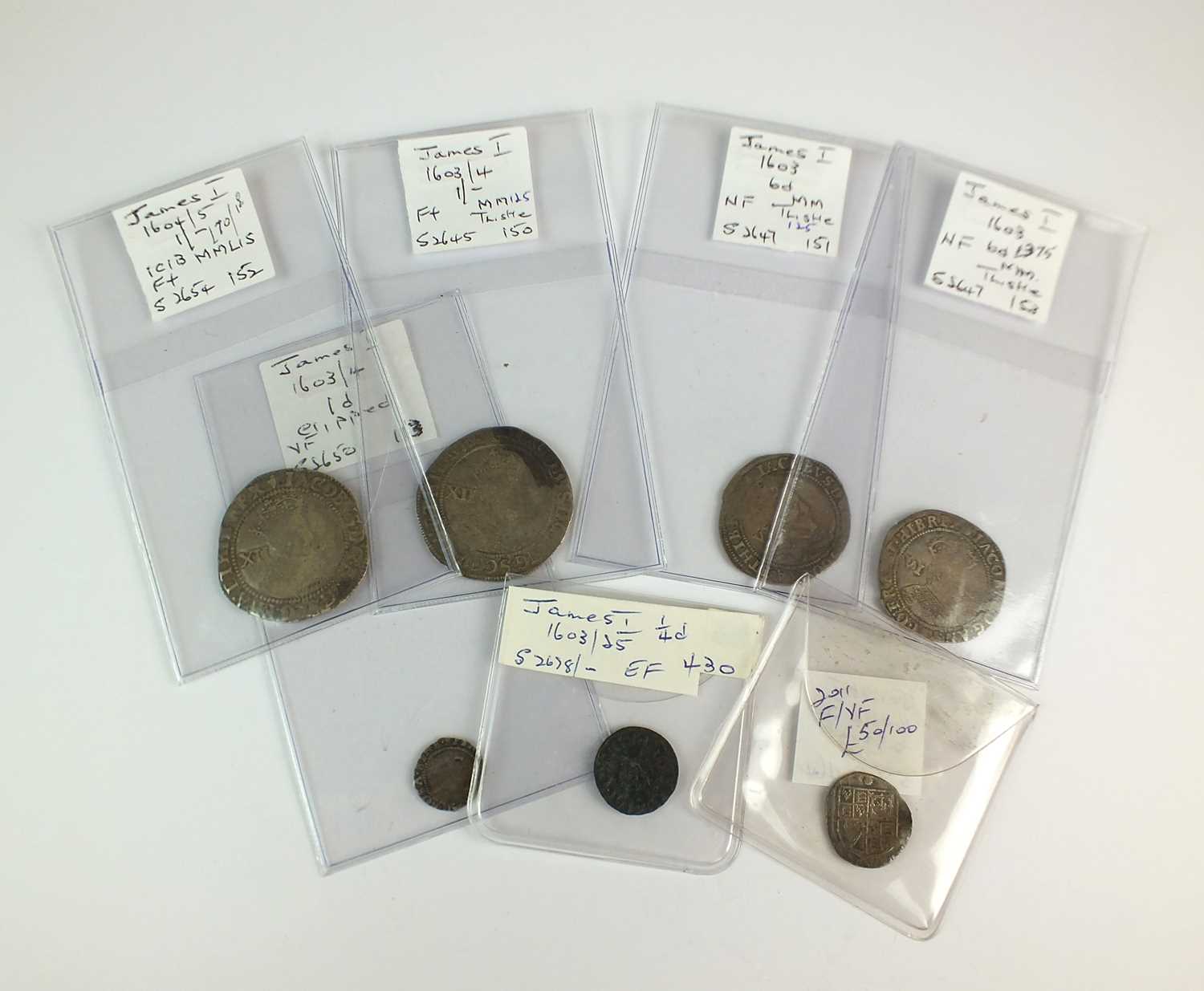 A collection of James I coinage