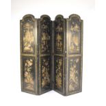 A late 19th century chinoiserie 4-fold screen