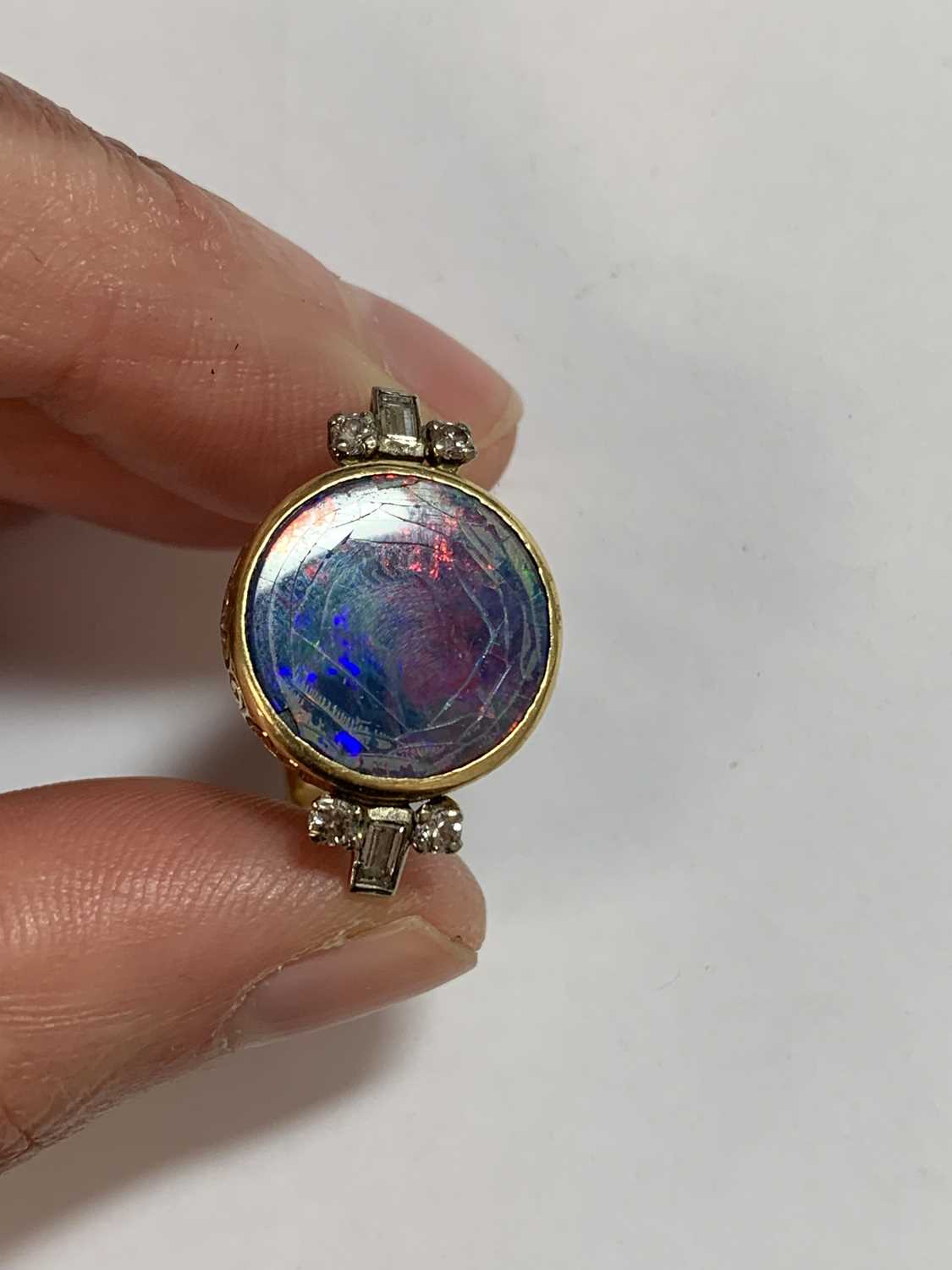 An opal doublet ring and diamond ring - Image 3 of 27