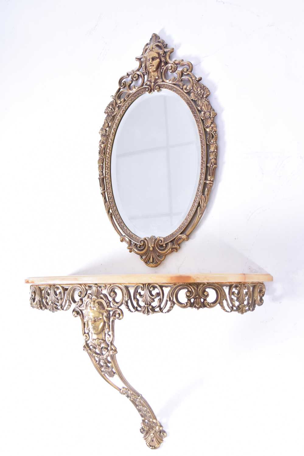 A reproduction gilt brass console table and associated wall mirror - Image 2 of 2