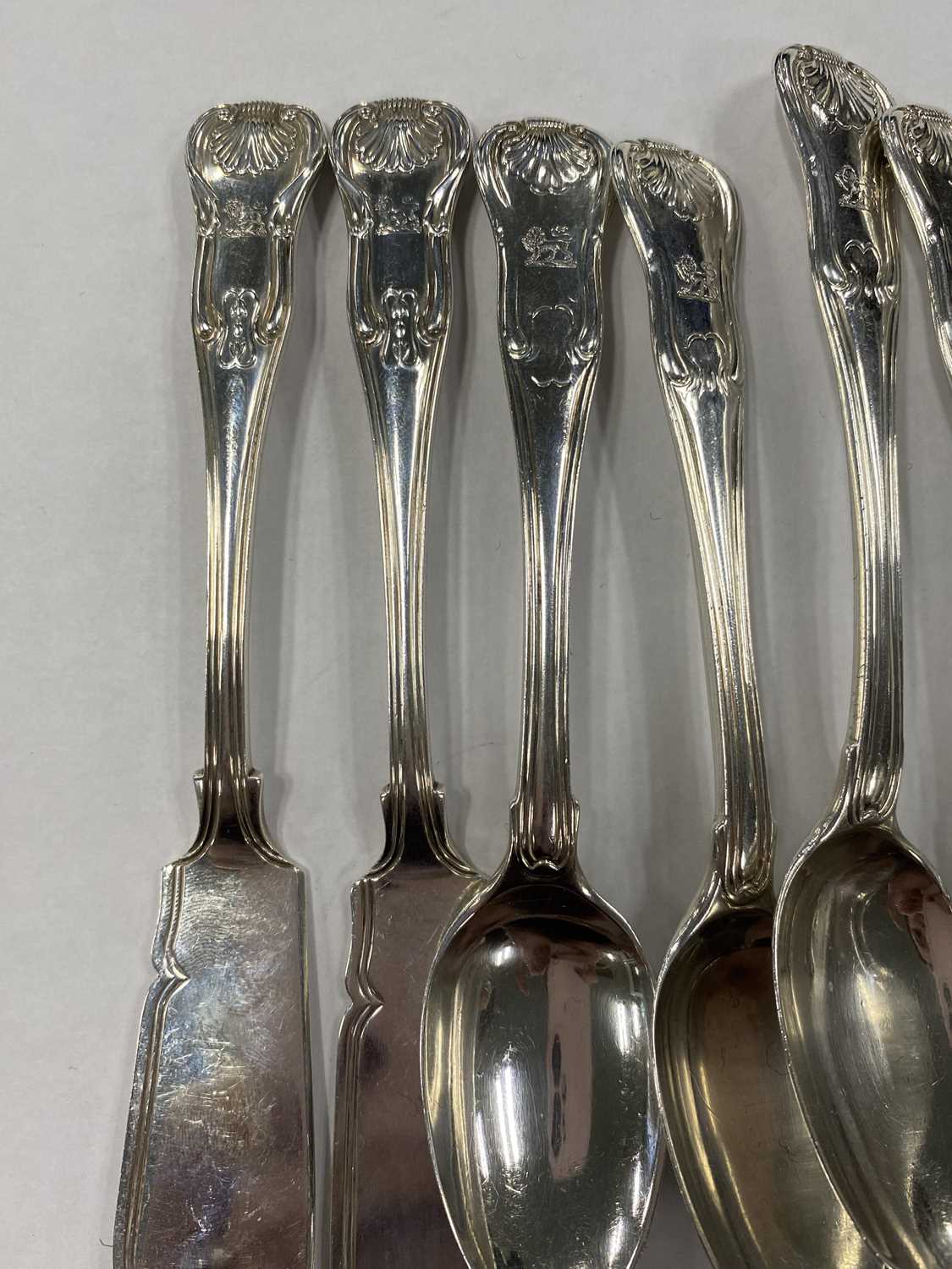 A part set of George III Kings pattern silver flatware - Image 6 of 15