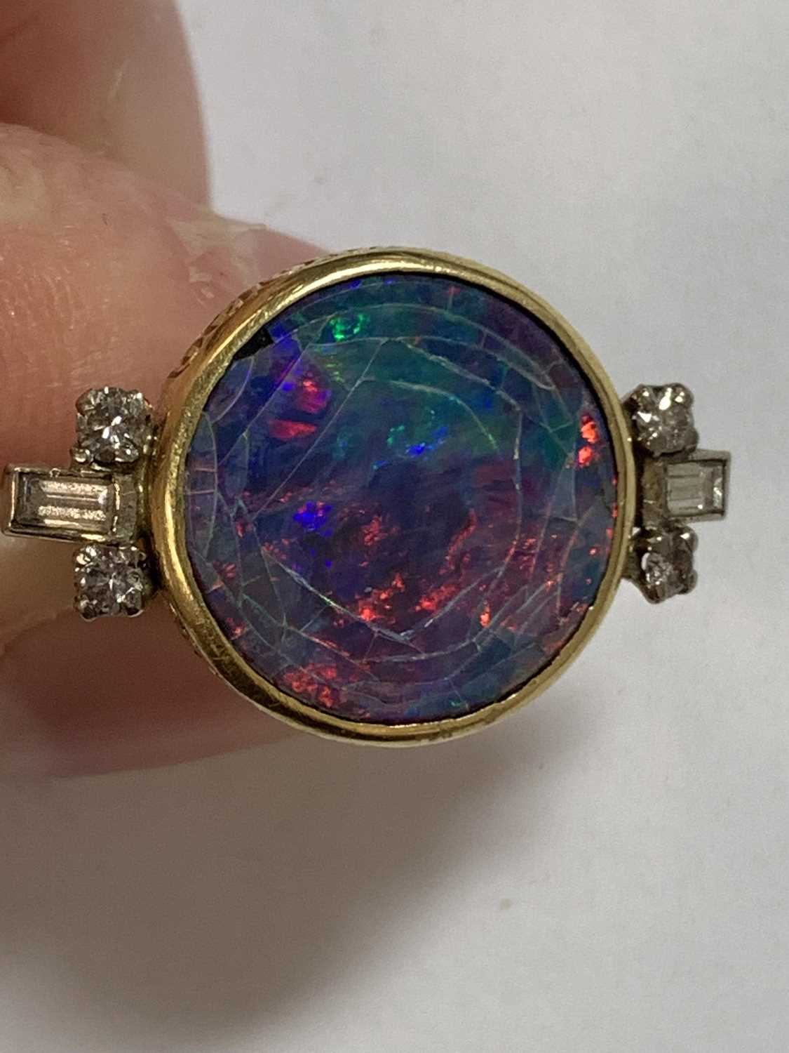 An opal doublet ring and diamond ring - Image 14 of 27