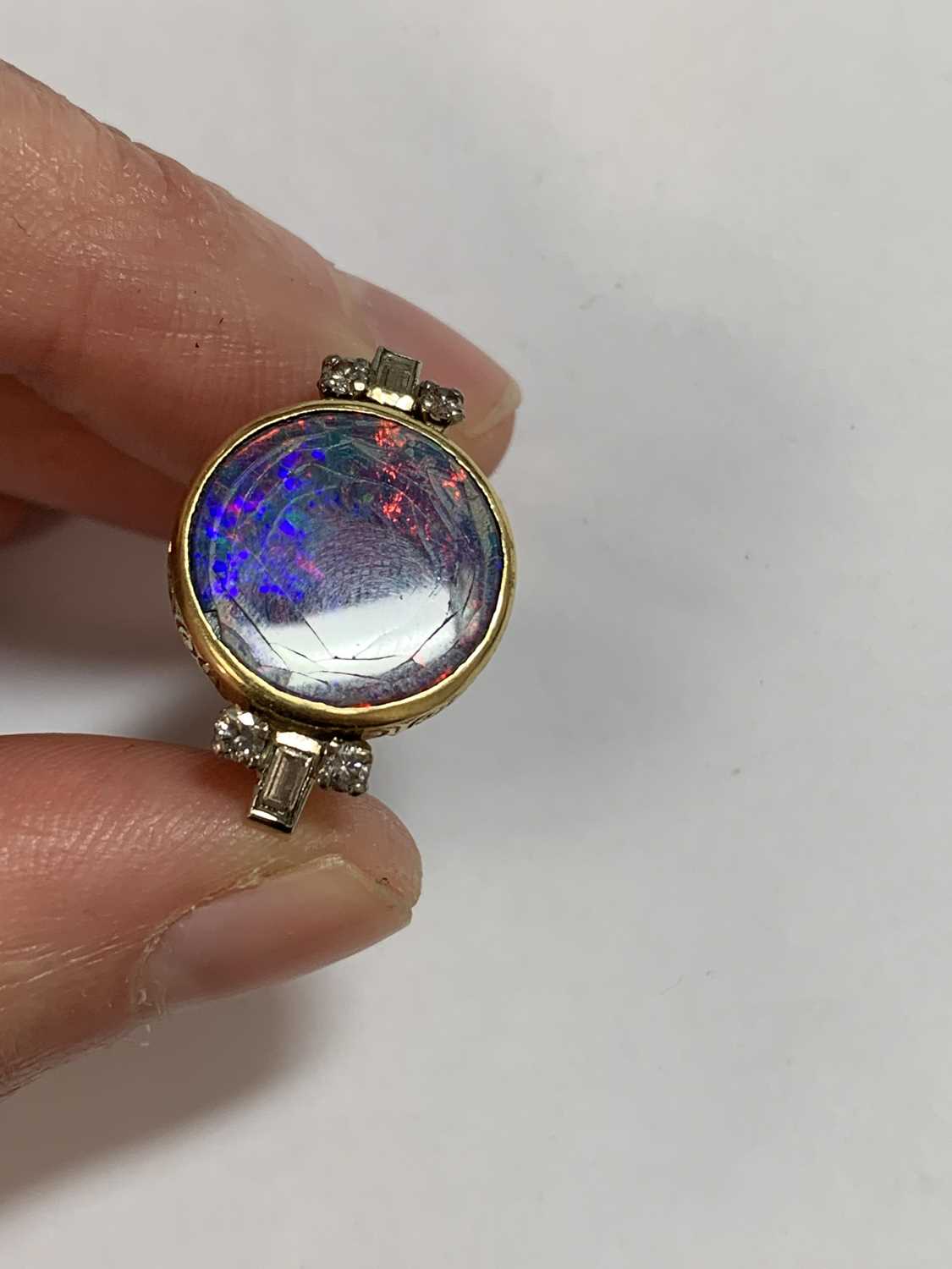 An opal doublet ring and diamond ring - Image 11 of 27