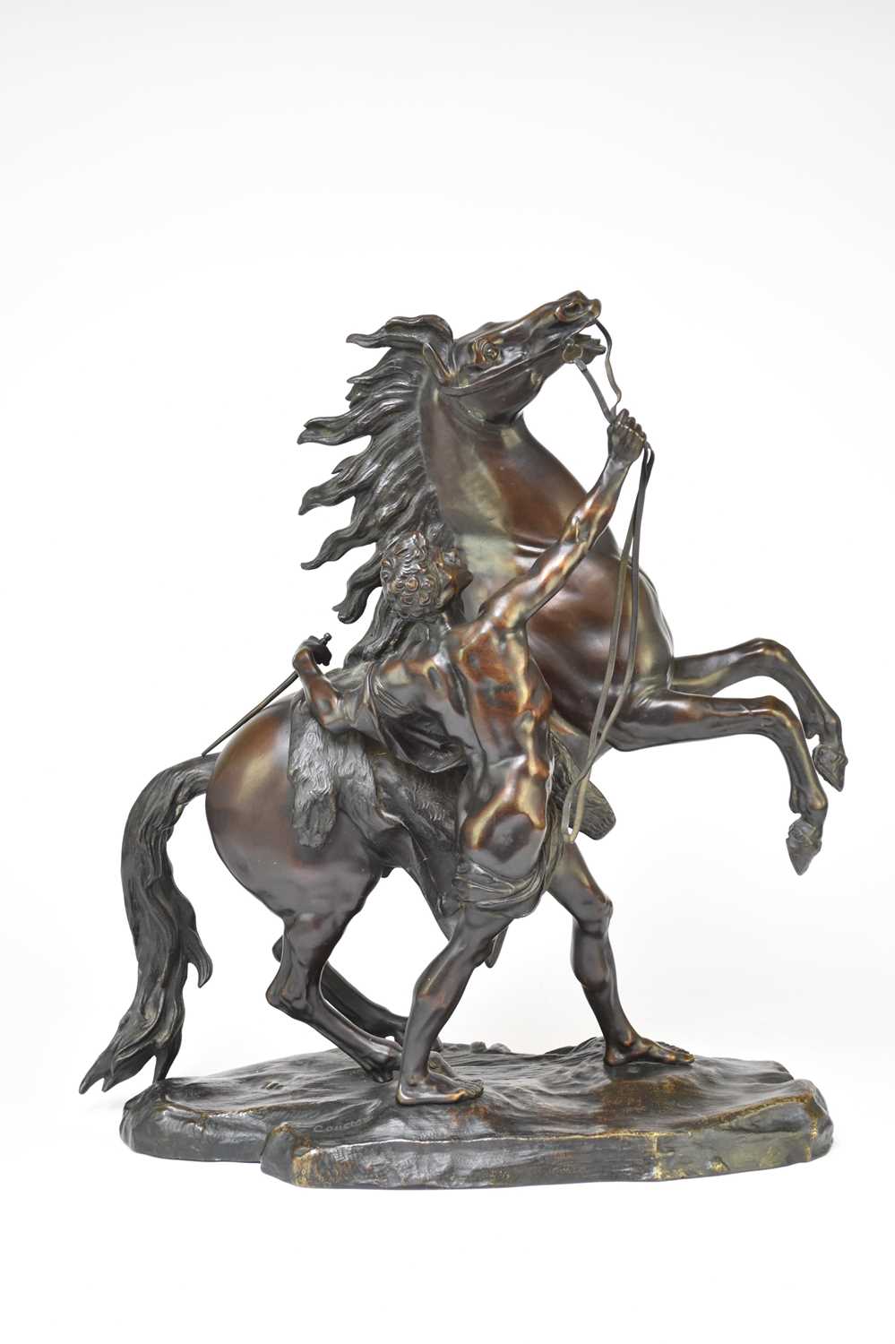 After Guillaume Coustou, a 19th century Marley horse, bronze, 55cm high