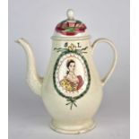 Leeds creamware coffee pot and cover, 18th century