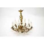A Continental gilt brass rococo revival chandelier