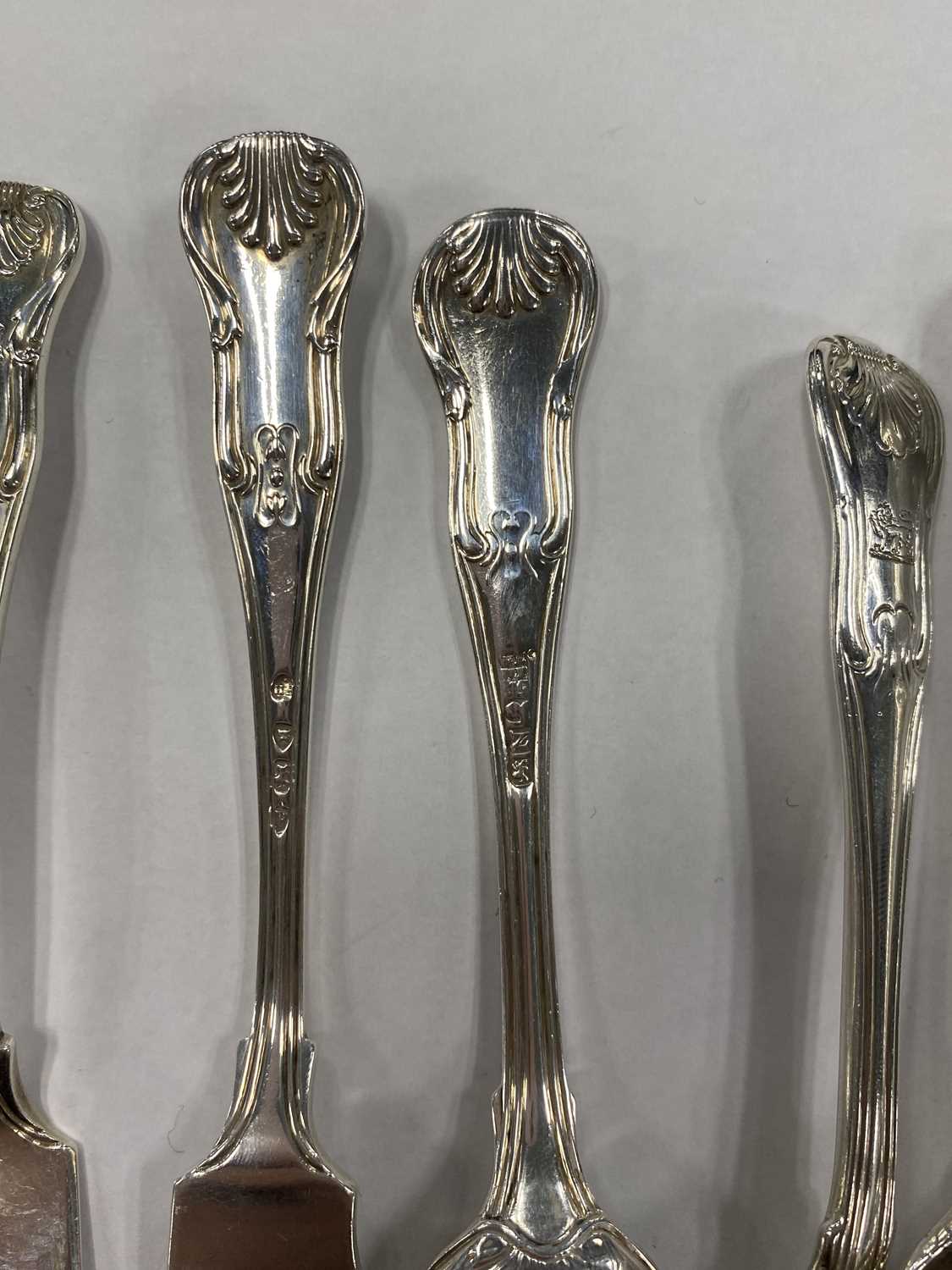 A part set of George III Kings pattern silver flatware - Image 7 of 15