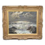 Julius Olsson R.A. (British, 1864-1942), coastal scene, oil, 64 x 76cm