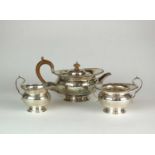 An Edwardian three piece silver tea service