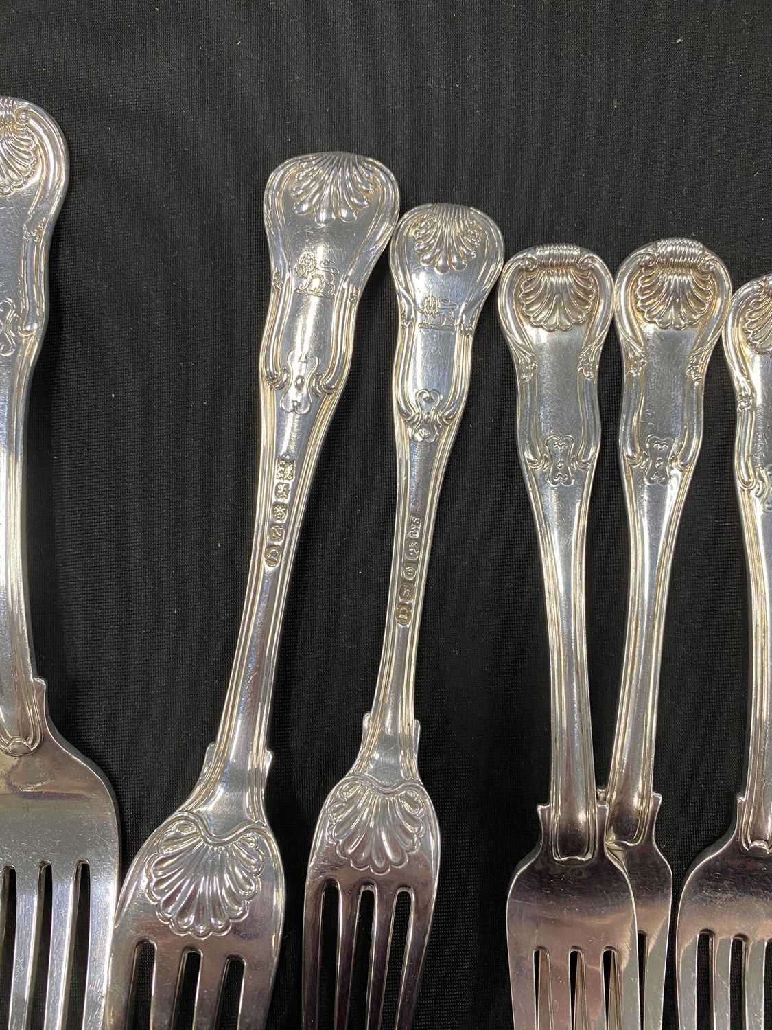 A part set of George III Kings pattern silver flatware - Image 12 of 15