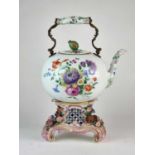 A large Meissen teapot with heating stand, 19th century
