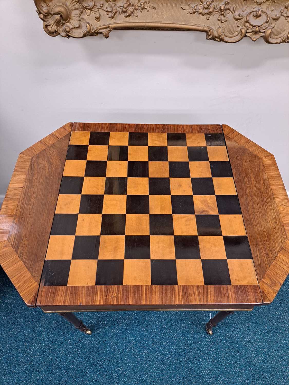 A George IV mahogany games table, with a 19th century bone chess set (2) - Image 4 of 5
