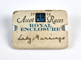 Lady Munnings's 1954 Ascot badge for the 'Royal Enclosure'