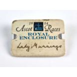 Lady Munnings's 1954 Ascot badge for the 'Royal Enclosure'