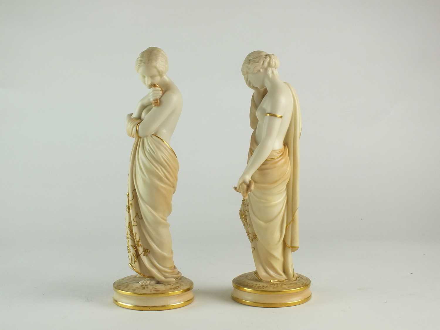 A pair of Royal Worcester figures of Joy and Sorrow - Image 4 of 5