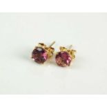 A pair of pink tourmaline stud earrings